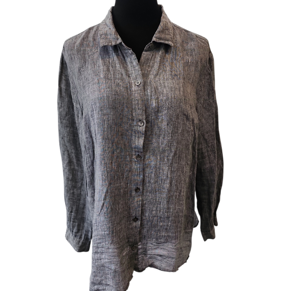 J. Jill Textured Linen Top in Gray